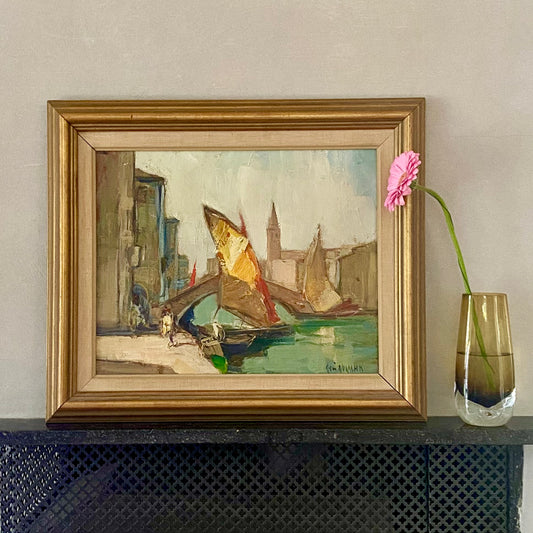 Mid Century Vintage Oil Painting By Knut Norman Sweden