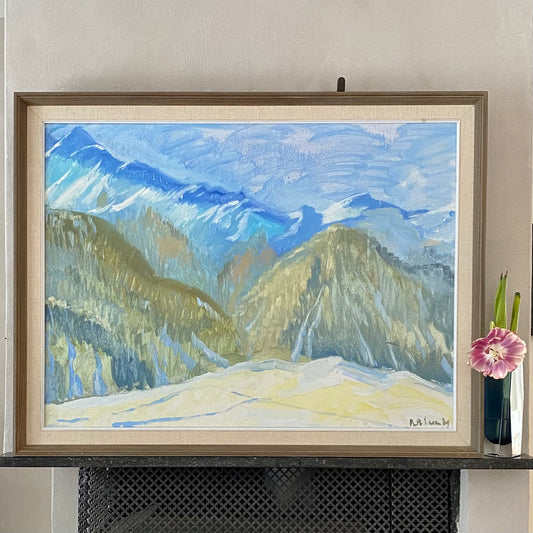 Mid Century Winterscape Oil Painting By R Polder Sweden