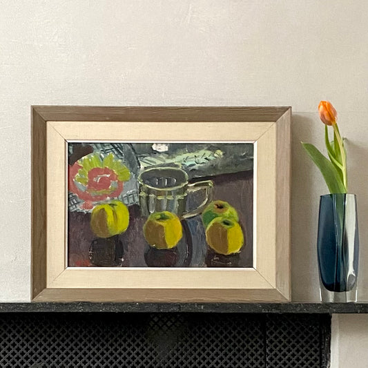 Vintage Original Mid Century Still Life of Green Apples from Sweden