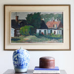 Vintage Mid Century Farmhouse Oil Painting From Sweden by G Isaksson