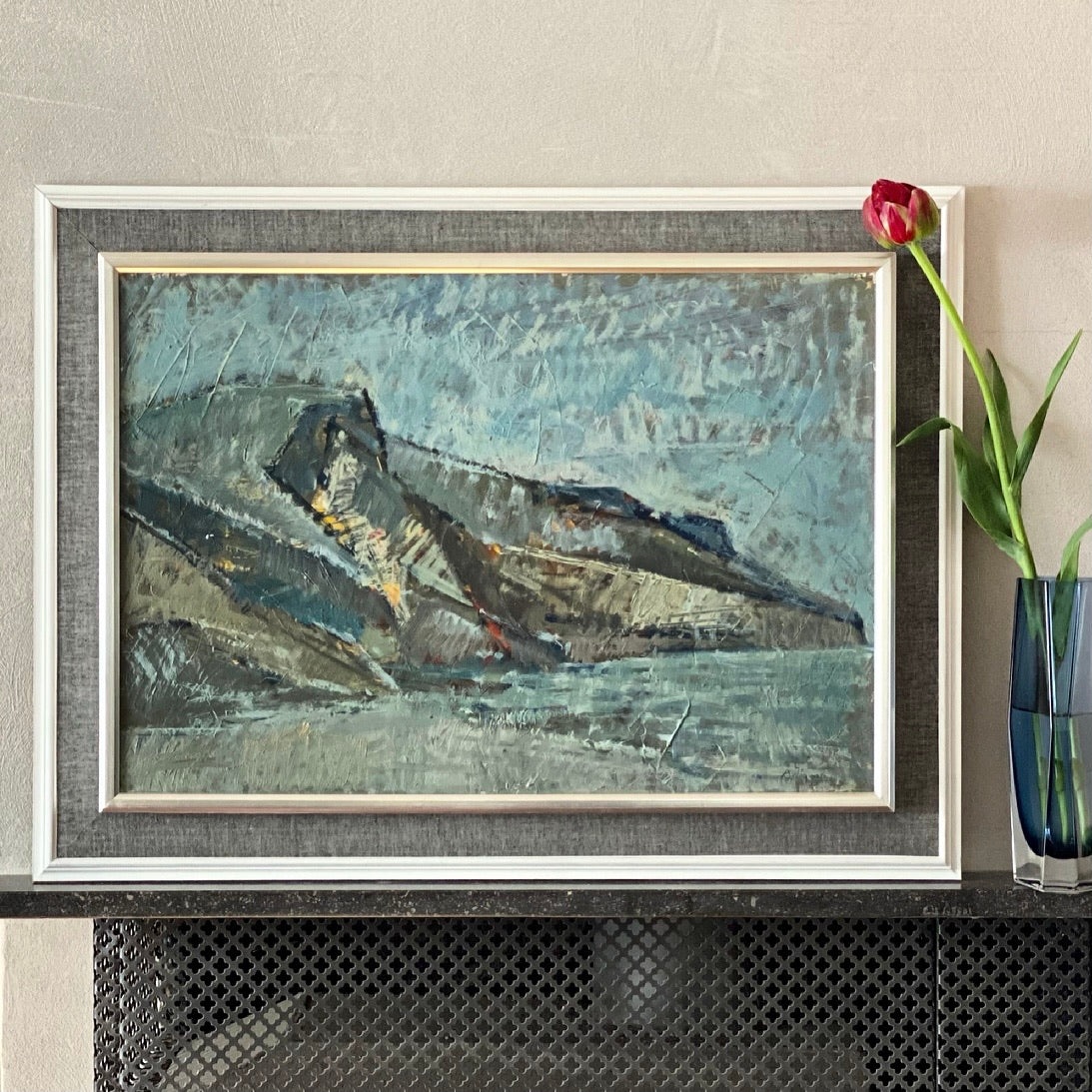 Original Oil Painting Vintage Mid Century Landscape By Wågmark Sweden