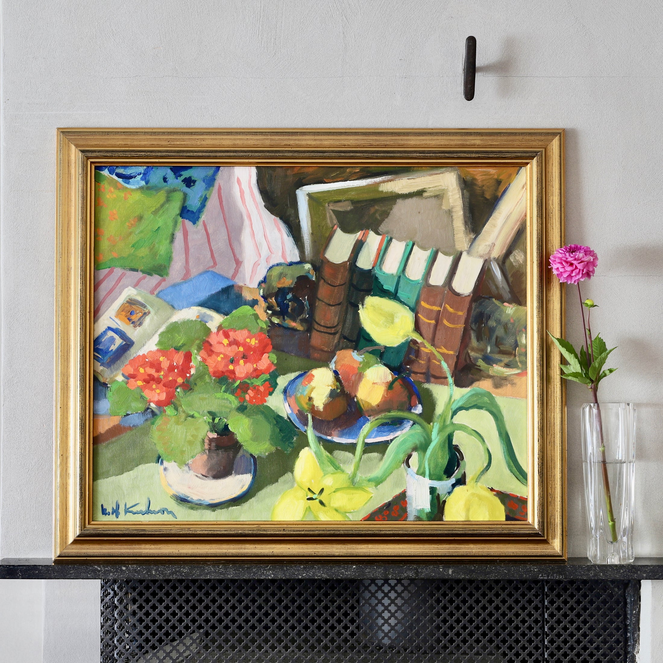 Original Vintage Still Life Oil Painting from Sweden
