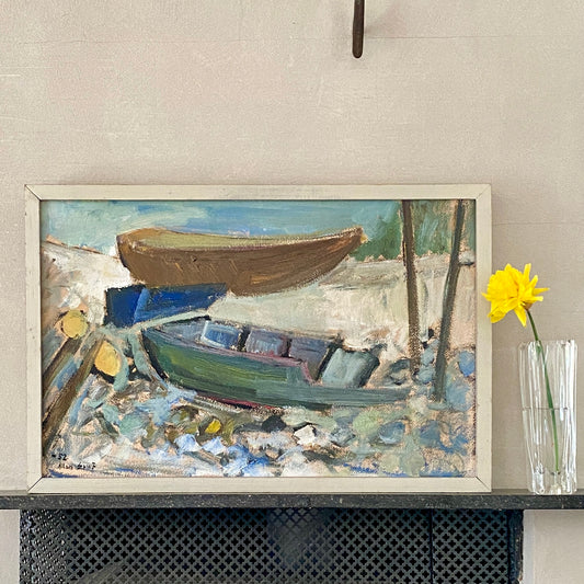 Mid Century Seascape Oil Painting By A Erwö Sweden 1952