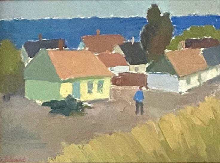 Mid Century Coastal Oil Painting from Sweden By S Holmquist