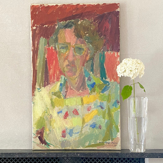 Original Vintage Portrait Oil Painting From Sweden by U Dejmo