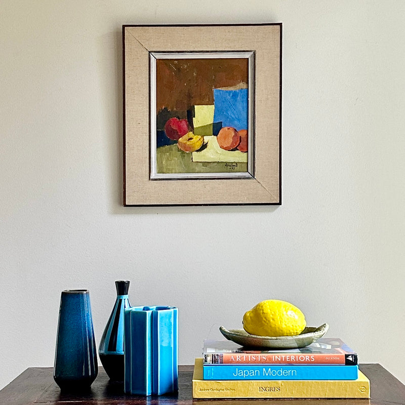 Swedish Vintage Art Still Life Oil Painting by N Berglund 1957