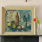 Vintage Mid Century Expressionist Oil Painting by E Emland from Sweden