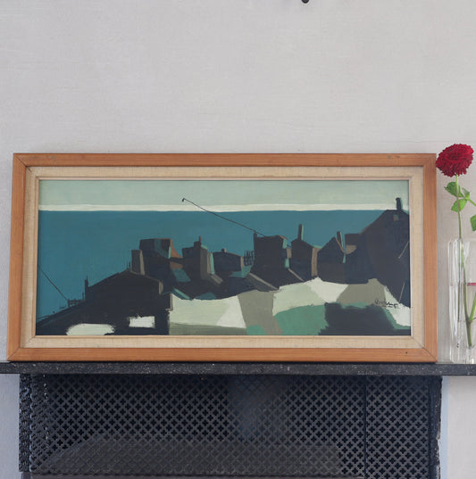 Mid Century Original Oil Painting From Sweden by K Christensen