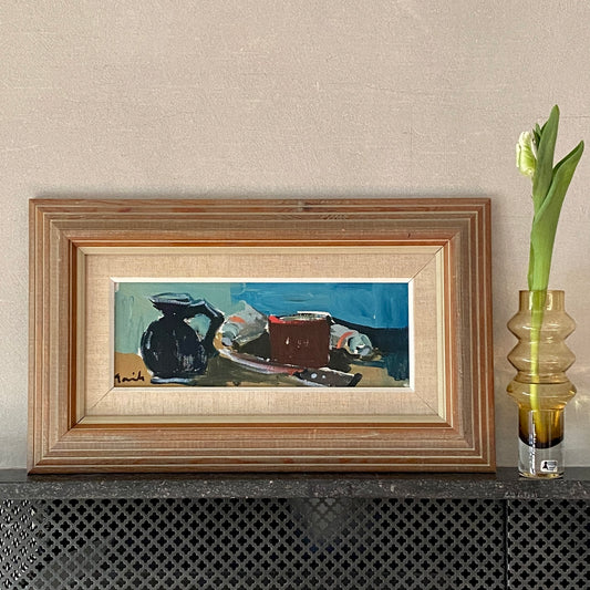 Mid century Still Life Oil Painting By T Gavik From Sweden