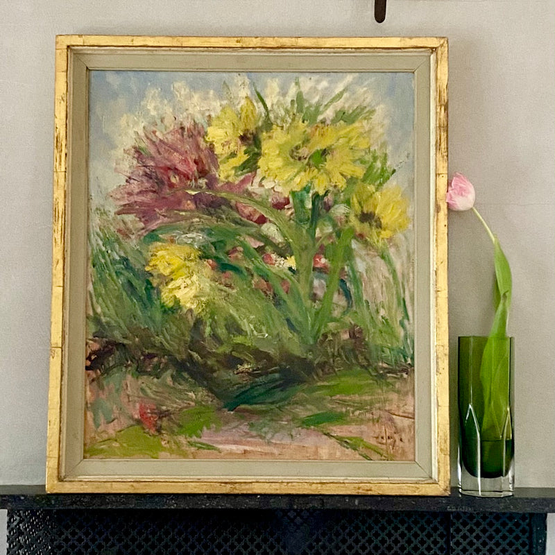 Mid Century Floral Oil Painting by Per Henje Sweden