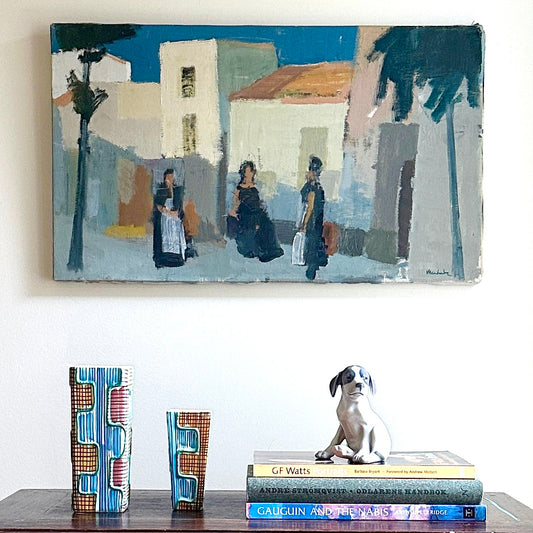 Vintage Art Room Mid Century Original Oil Painting from Sweden