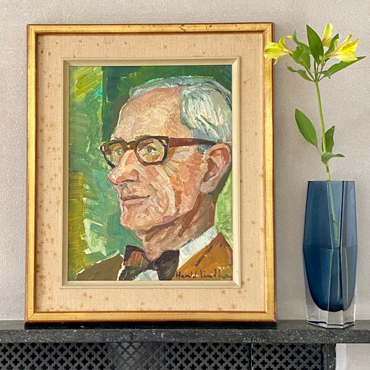 Original Vintage Portrait Oil Painting From Sweden by H Lindberg