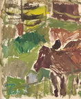 Load image into Gallery viewer, Mid Century Oil Painting Calves By Rune Persson Sweden
