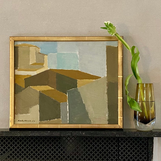 Mid Century Oil Painting By Richard Björklund 1957 Vintage Art Room