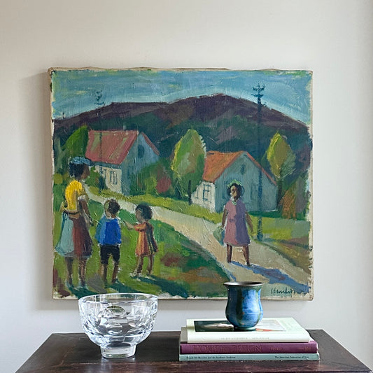 Vintage Art Room Mid Century Original Oil Painting from Sweden Wernheden