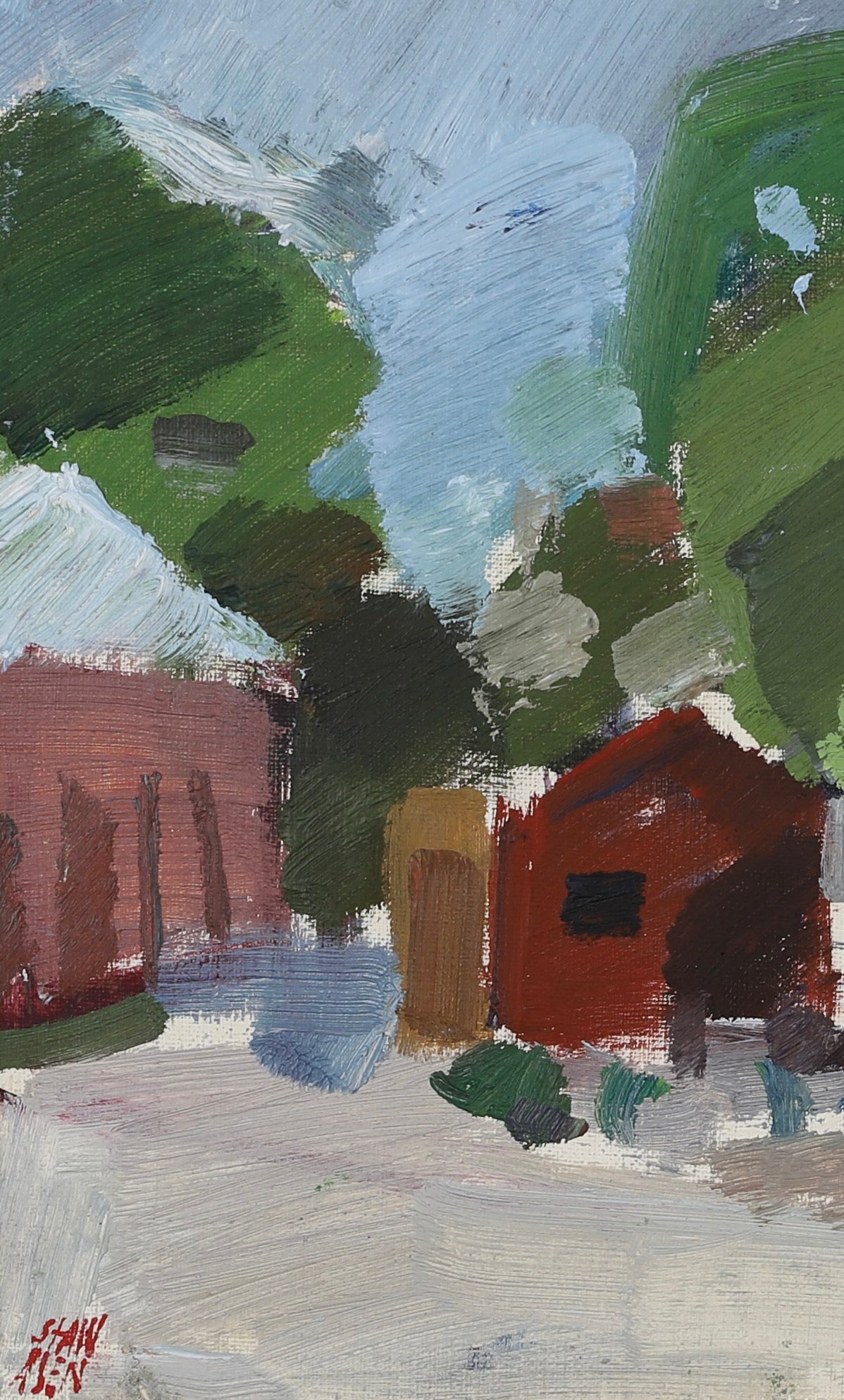 Mid Century Oil Painting Vintage Art Room by G Stawåsen Sweden