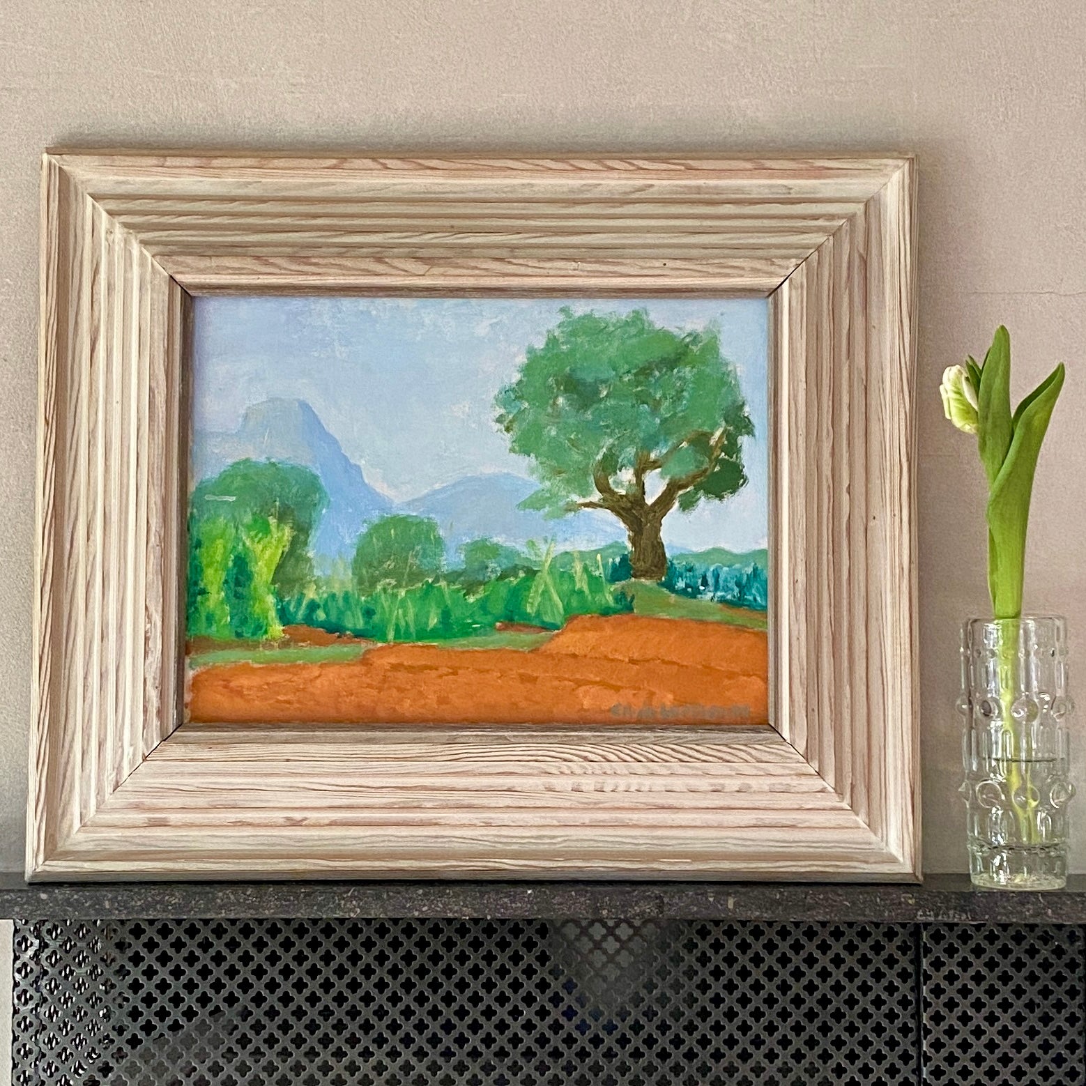 Vintage Mid Century Oil Painting by E Larsson from Sweden