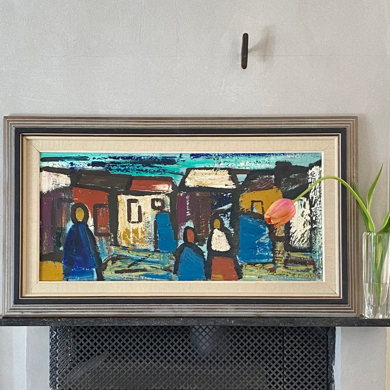 Mid Century Figurative Oil Painting By Gösta Falck Sweden