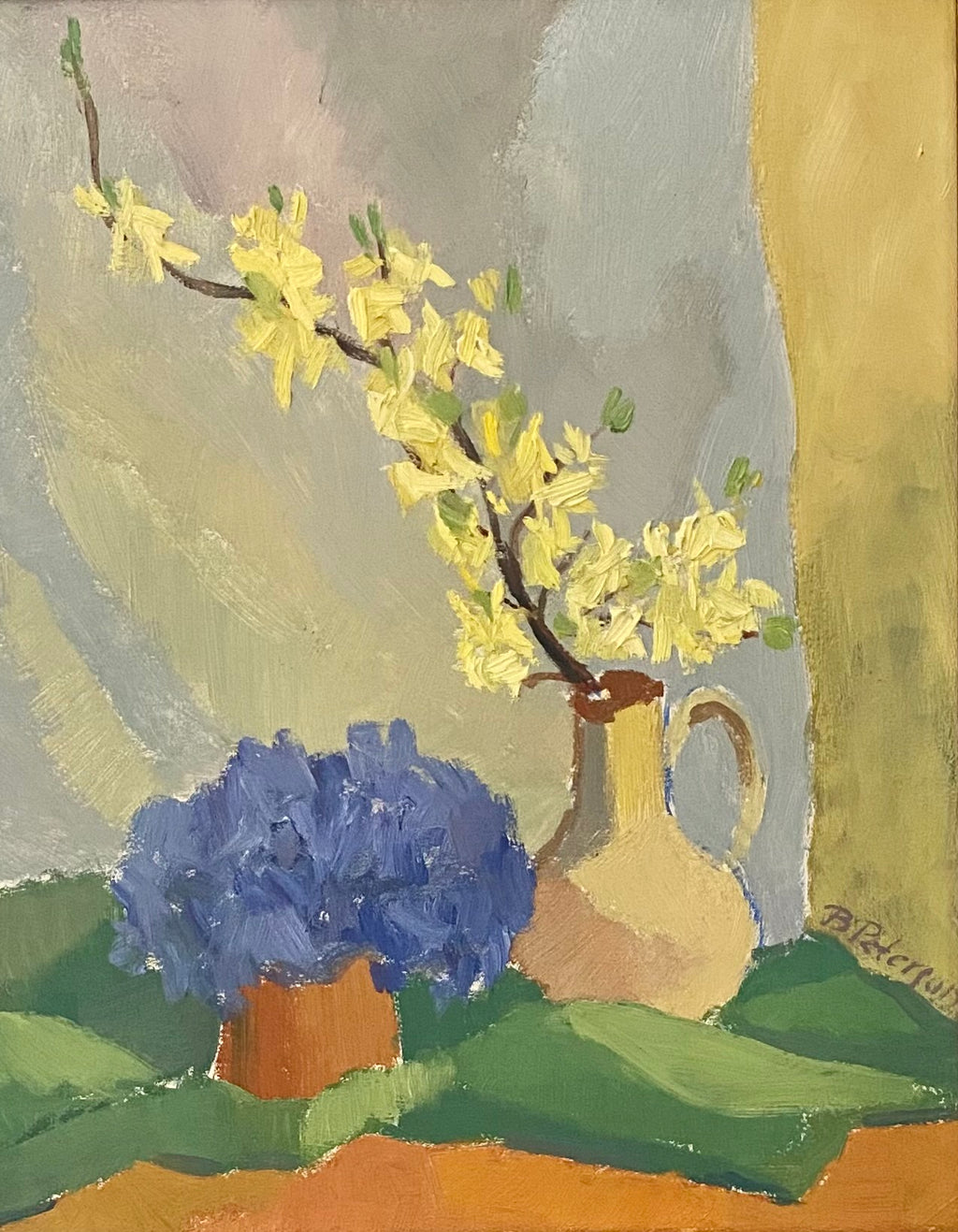 Mid Century Original Still Life Oil Painting By B Peterson Sweden