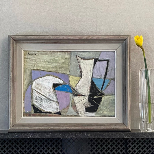 Mid Century Original Still Life Oil Painting By Sempinski Sweden