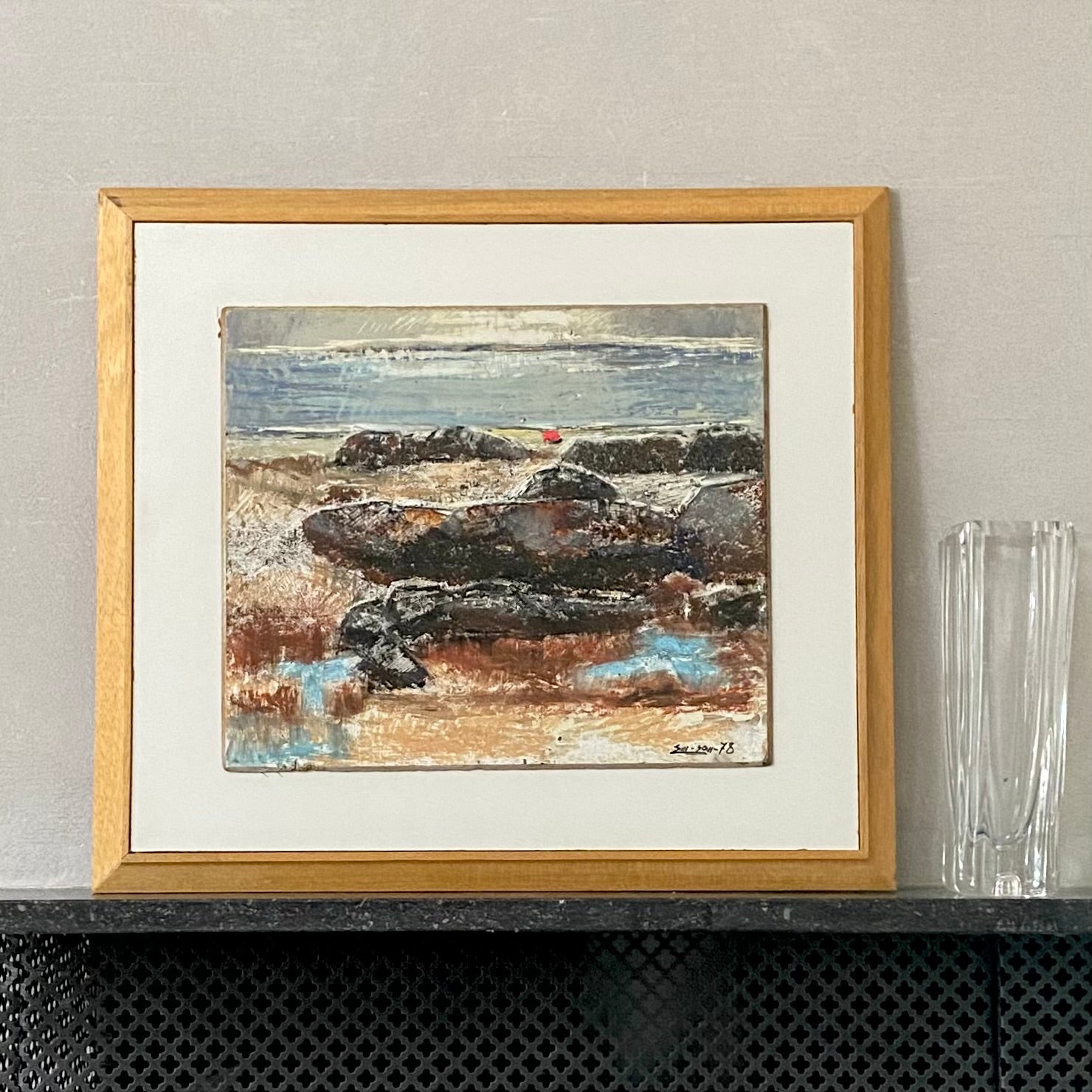 Mid Century Vintage Art Room Oil Painting By E Emmanuelsson Sweden