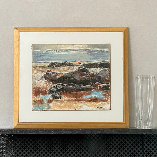 Mid Century Vintage Art Room Oil Painting By E Emmanuelsson Sweden