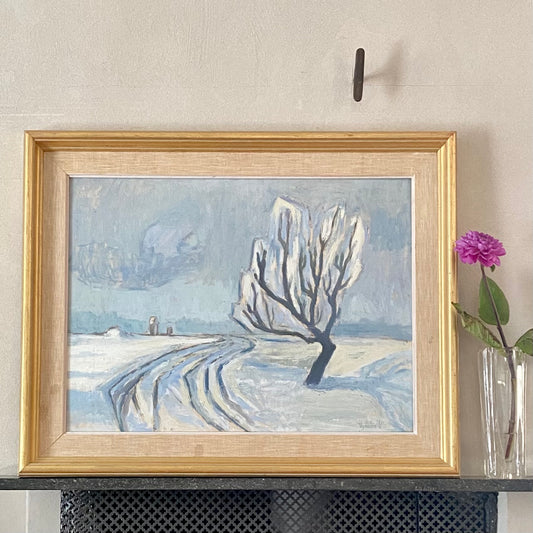 Mid Century Winterscape Oil Painting By E Hybbinette Sweden