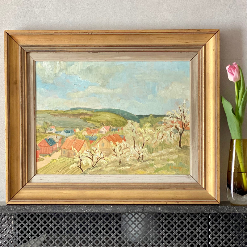 Mid Century Landscape Oil Painting By A Hansson 1944 Sweden