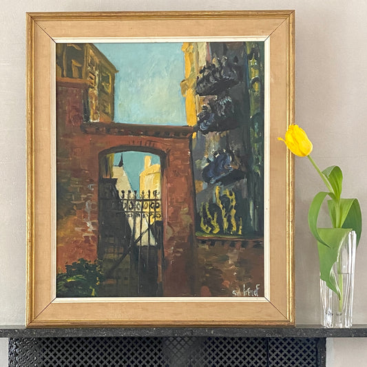 Original Oil Painting Vintage Mid Century From 1957