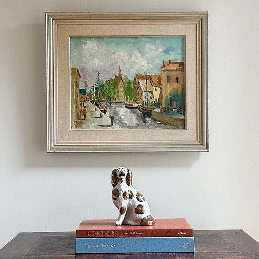 Original Vintage Oil Painting Of Canal from Sweden