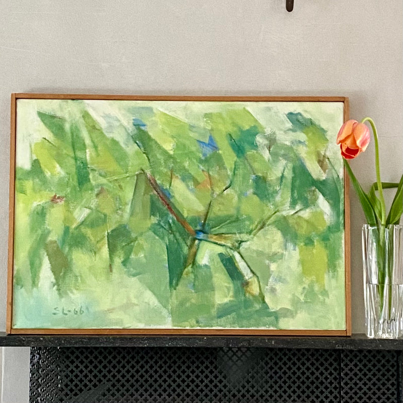 Mid Century Abstract Oil Painting From Sweden 1966