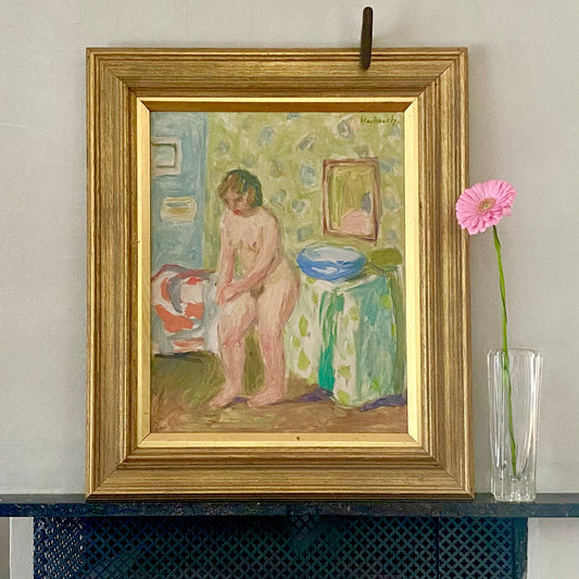 Mid Century figurative Oil Painting From Sweden By G Karlmark