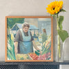 Vintage Portrait Oil Painting Woman in Outdoor Market from Sweden