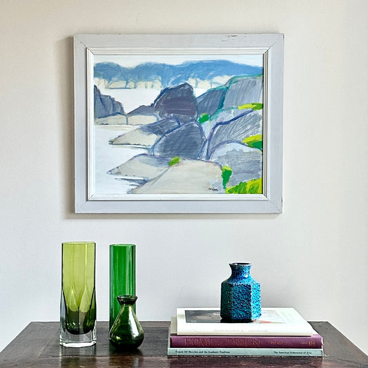 Vintage Art Room Mid Century Original Oil Painting from Sweden By H Anderz