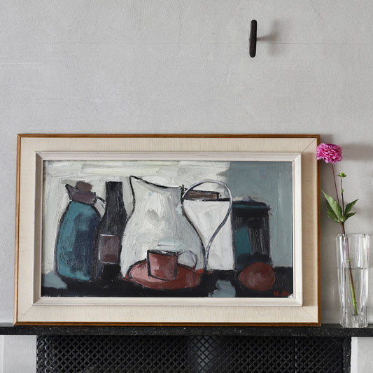 Mid Century Original Oil Painting From Sweden by K Christensen