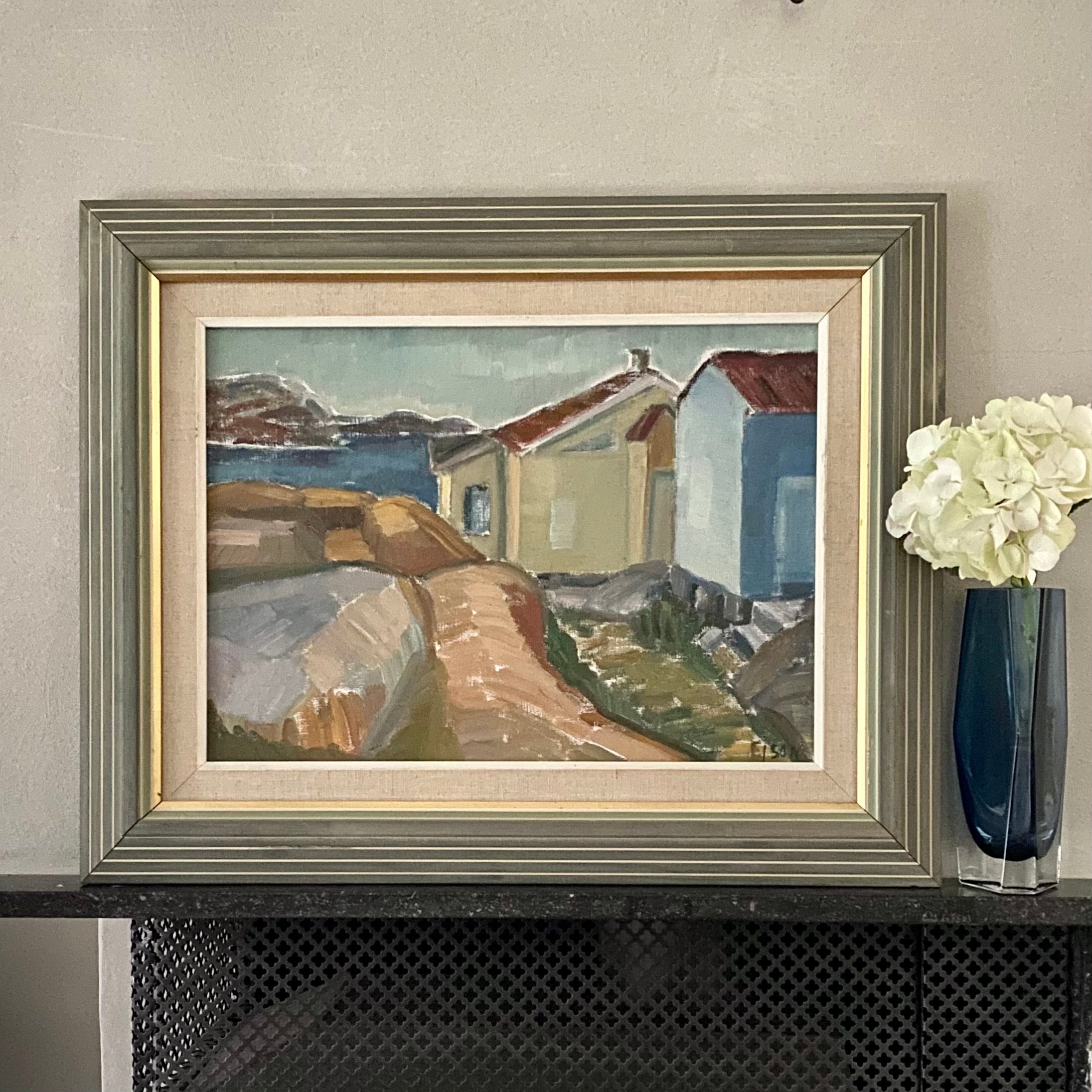 Vintage Art Room Original Seascape Oil Painting From Sweden