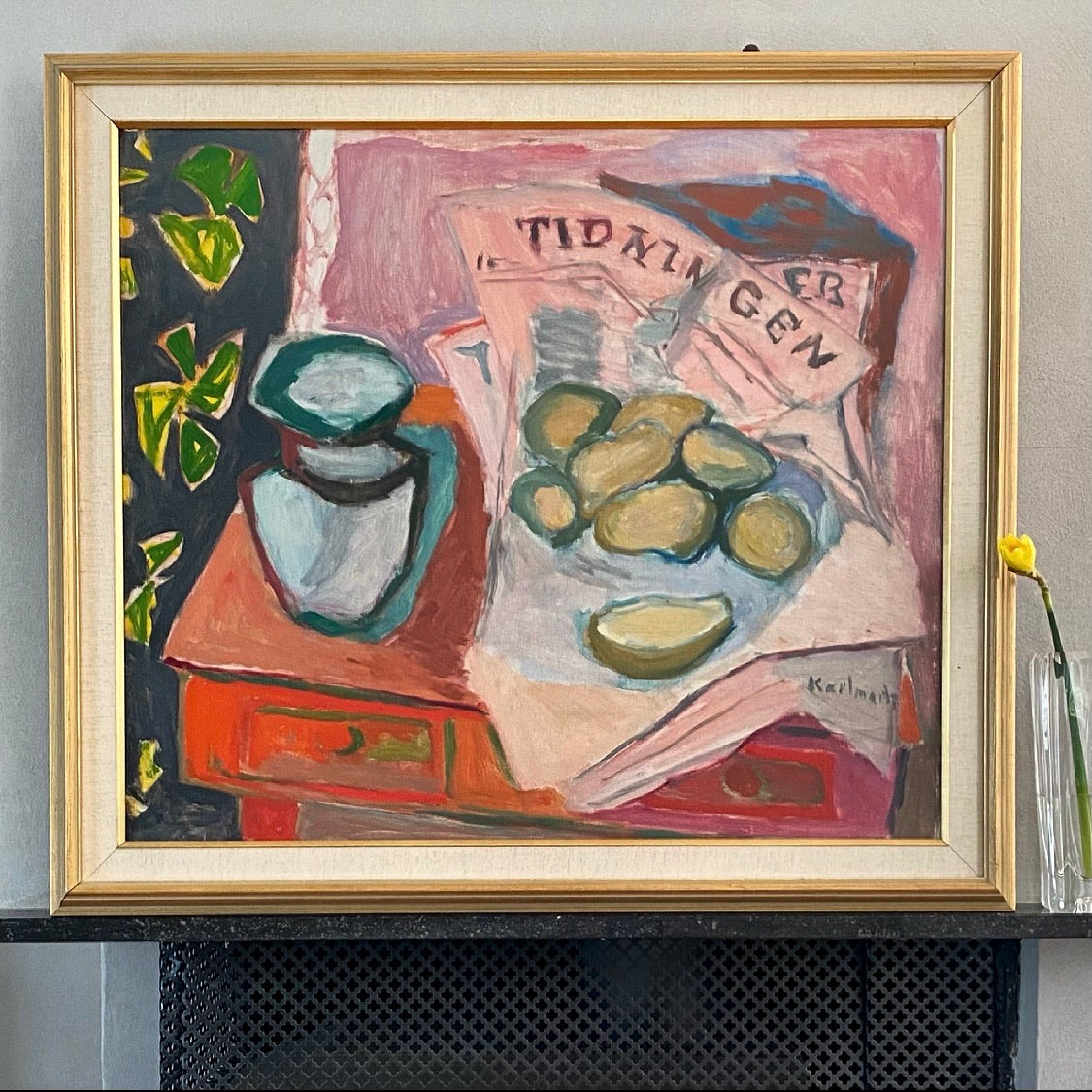 Mid Century Original Still Life By Gerhard Karlmark Sweden