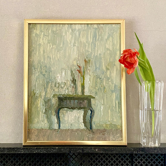 Mid Century Original Interior Oil Painting By G Persson Sweden