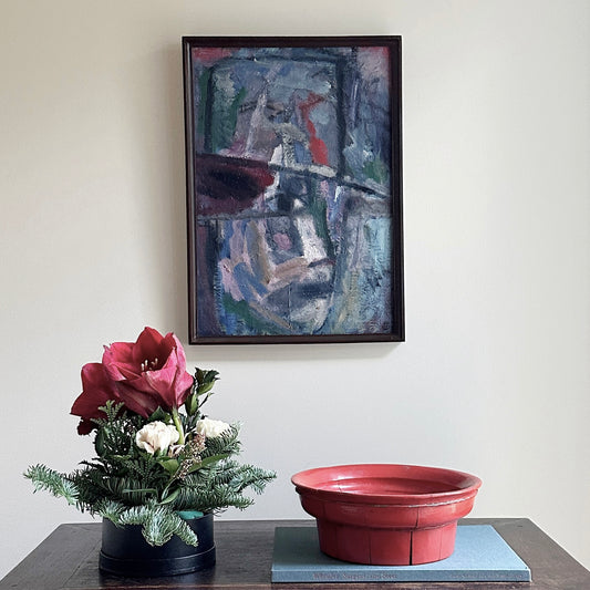 Vintage Expressionist Portrait Oil Painting From Sweden