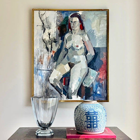 Original Vintage Figurative Oil Painting From Sweden by J Johnsson