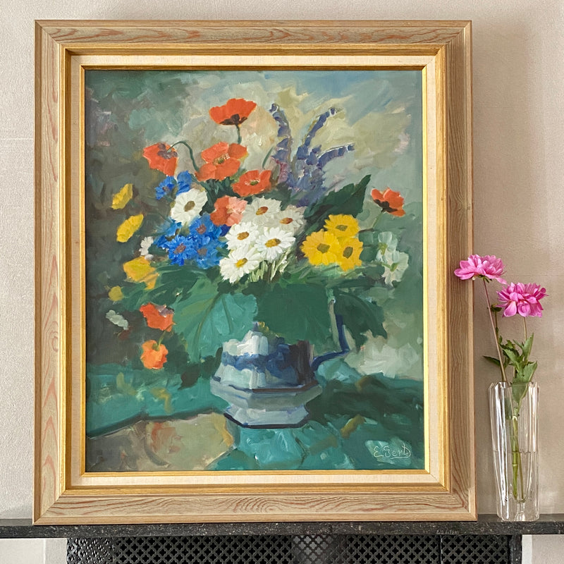 Original Vintage Still Life Oil Painting from Sweden