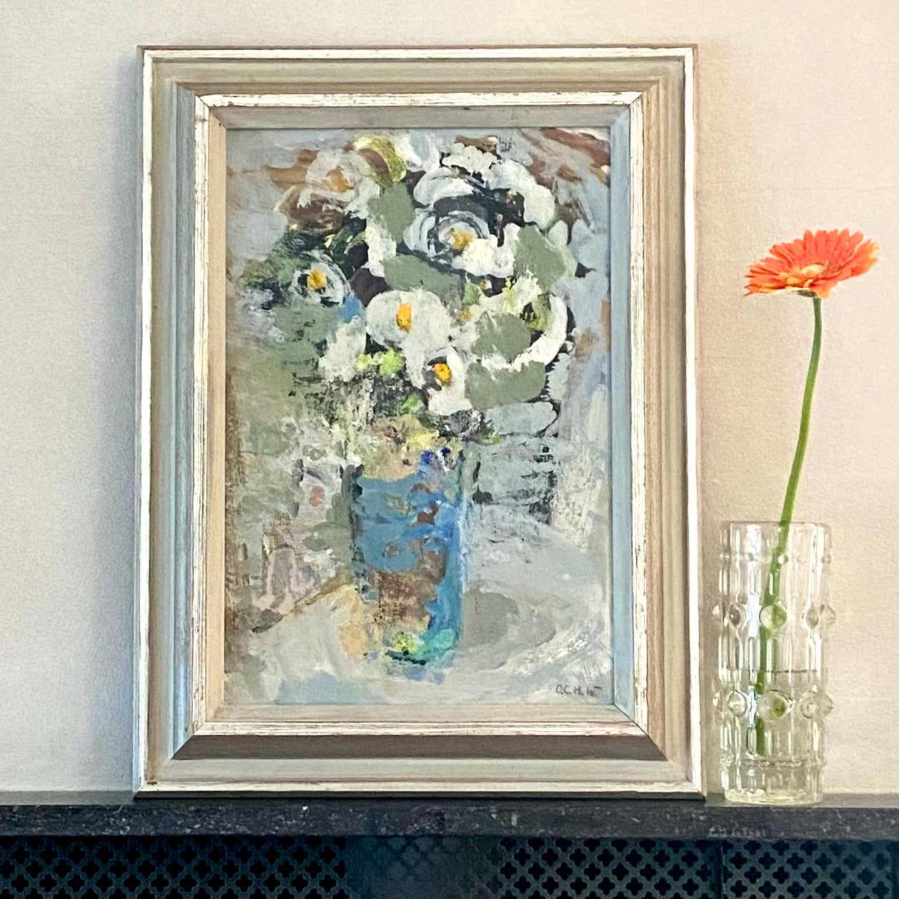 Mid Century Original Still Life Oil Painting From Sweden By O Wickström