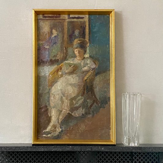 Vintage Original Figure Oil Painting From Sweden