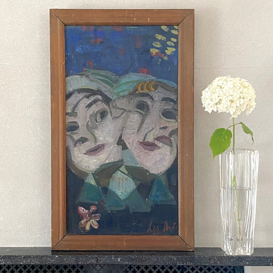 Mid Century Original Portrait Oil Painting From Sweden