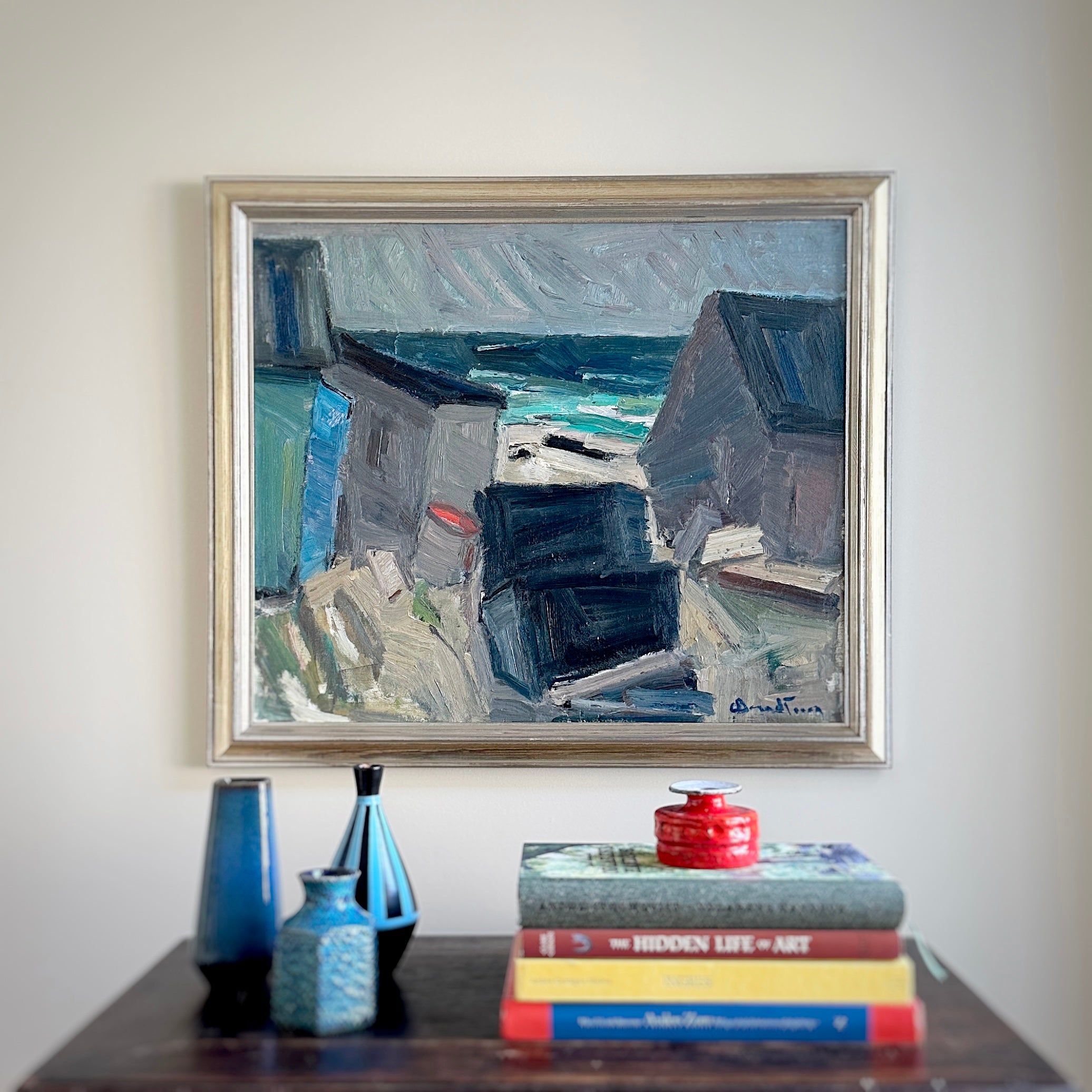 Vintage Mid Century Seascape Oil Painting By C Berndtsson Sweden