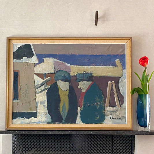 Mid Century Original Oil Painting From Sweden by K Christensen