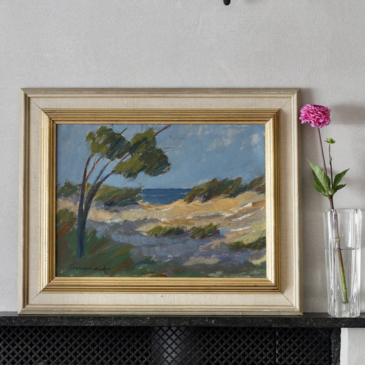 Mid Century Original Coastal Oil Painting From Sweden