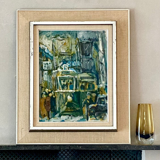 Mid Century Original Oil Painting From Sweden by K Christensen