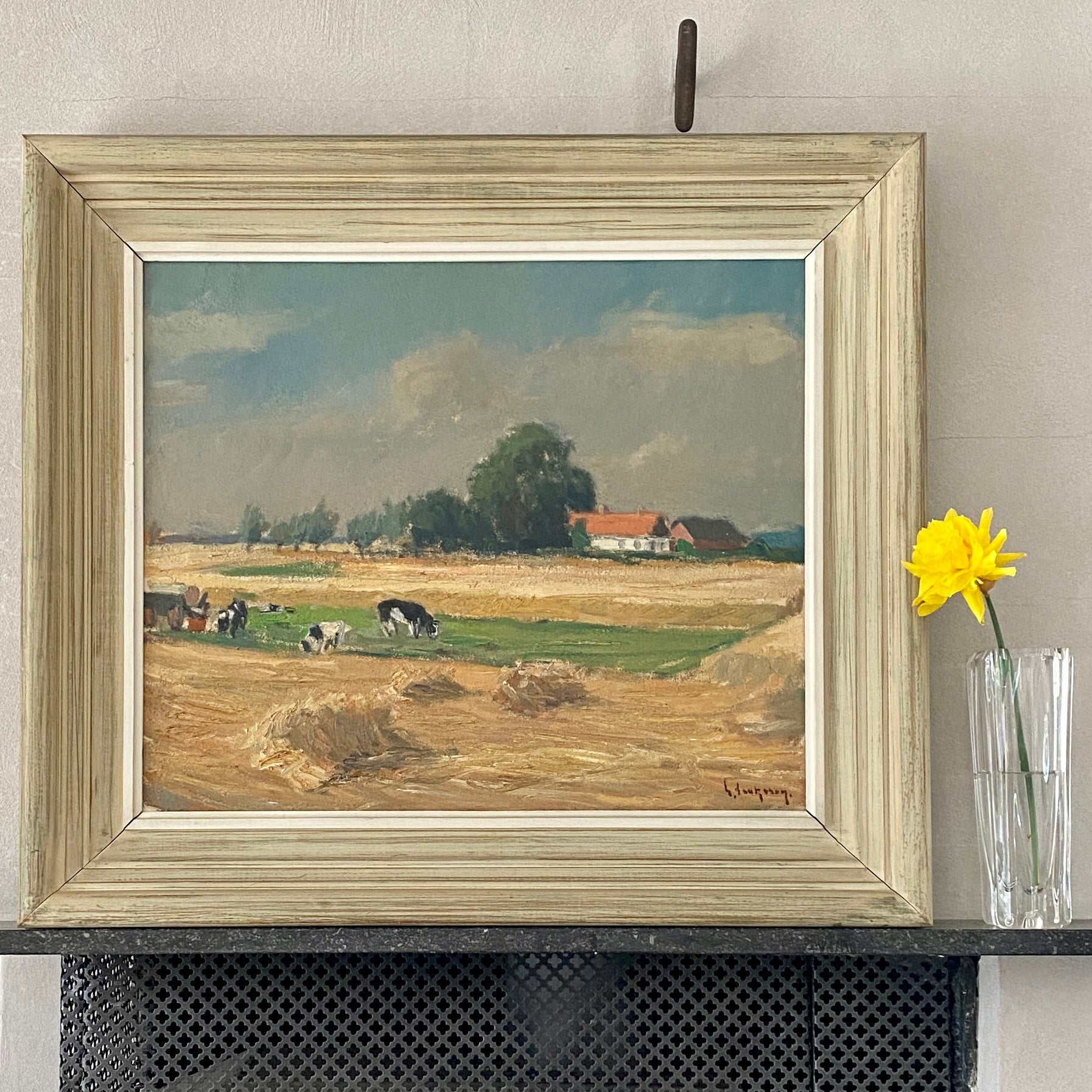 Vintage Mid Century Oil Painting From Sweden by G Isaksson