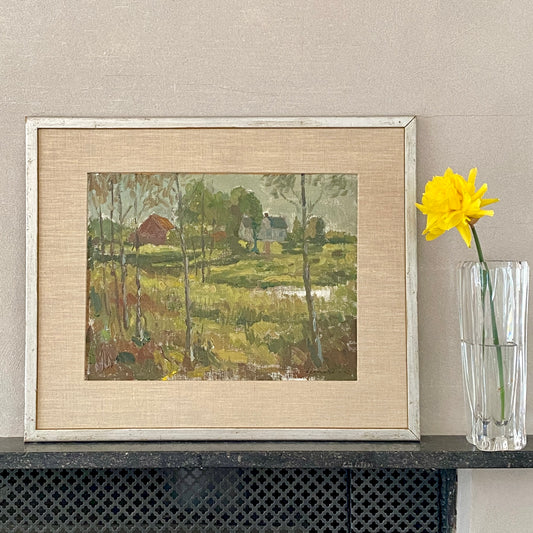 Mid Century Vintage Landscape By E Leonard Sweden